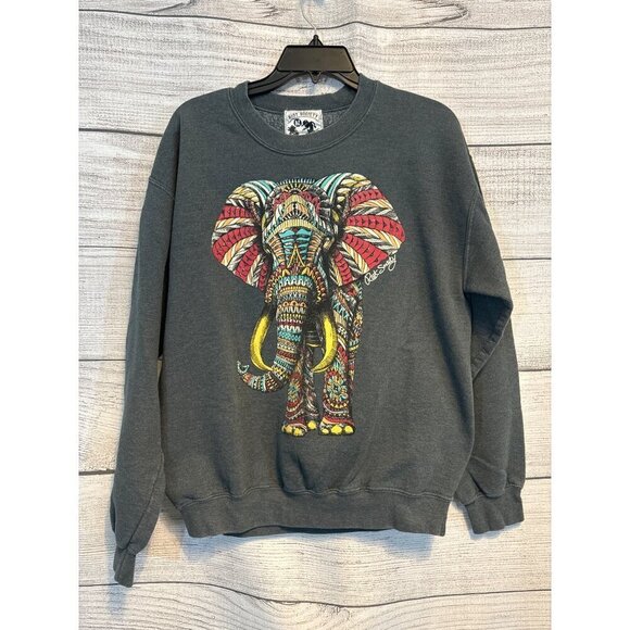 Riot Society Elephant Graphic Crewneck Sweatshirt Size M - Picture 1 of 3